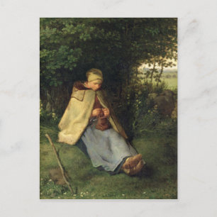 Carte Postale La Tricoteuse ou, La Bergère assise, 1858-60