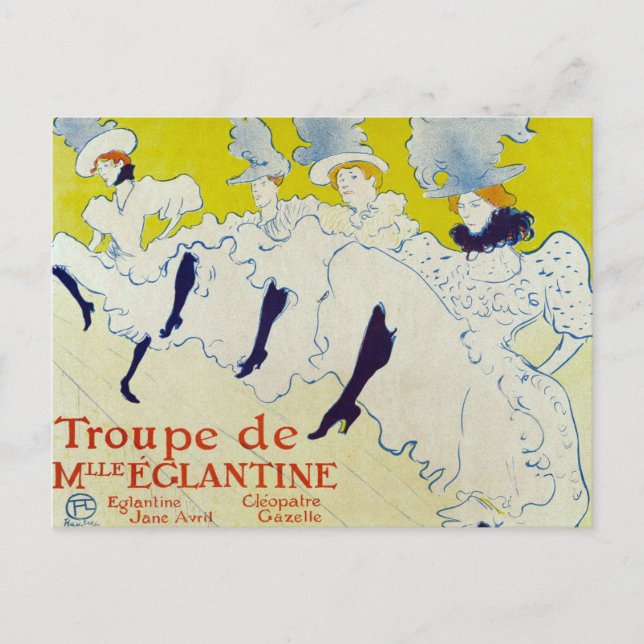 Carte Postale La Troupe de Mlle Eglantine par Toulouse Lautrec (Devant)