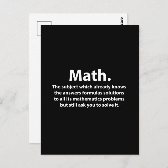 Carte Postale La typographie mathématique Les maths amusantes (Devant / Derrière)