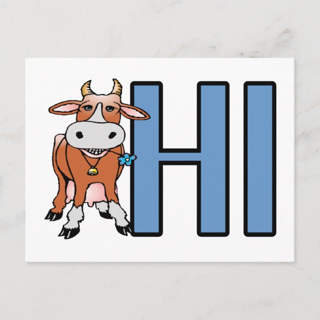 Carte Postale La vache dit bonjour (Devant)