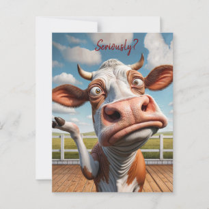 Carte Postale La vache sotte - "Sérieusement ?" Conception amusa