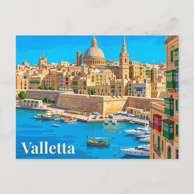 Carte Postale La Valette Malte (Devant)