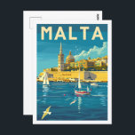 Carte Postale La Valette Malte Vintage célèbre lieu de voyage<br><div class="desc">La Valette Malte Vintage célèbre lieu de voyage</div>