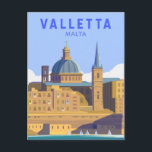 Carte Postale La Valette Malte Voyage Art Vintage<br><div class="desc">Design vectoriel de Valette. La ville fortifiée fut établie dans les années 1500 sur une péninsule par les Chevaliers de Saint-Jean,  un ordre catholique romain. Elle est connue pour ses musées,  ses palais et ses grandes églises.</div>
