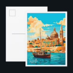 Carte Postale La Valette Malte Voyage Vintage illustration<br><div class="desc">Illustration du lieu de voyage vintage de La Valette Malte</div>