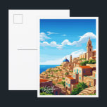 Carte Postale La Valette Malte Voyage Vintage illustration<br><div class="desc">Illustration du lieu de voyage vintage de La Valette Malte</div>