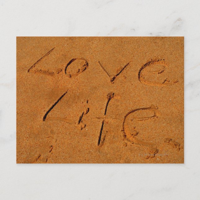 Carte Postale La "vie d'amour" écrite en sable (Devant)
