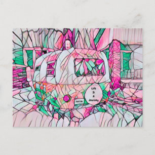 Carte Postale La Vie De Camper Est Un Voyage Juste Pink Green Hi