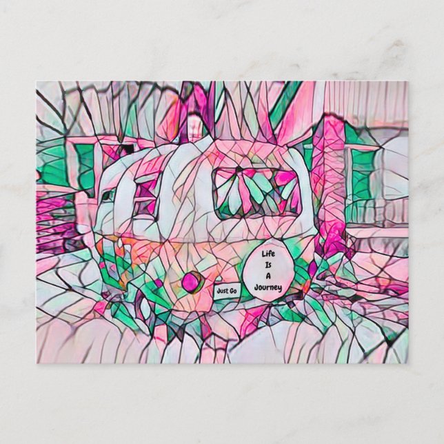 Carte Postale La Vie De Camper Est Un Voyage Juste Pink Green Hi (Devant)