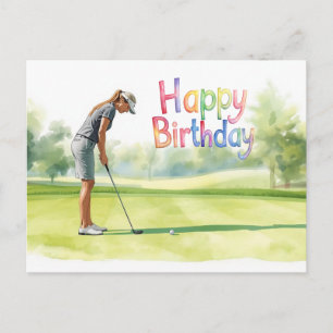 Carte Postale La vie de golf pour golfeuse Joyeux anniversaire 