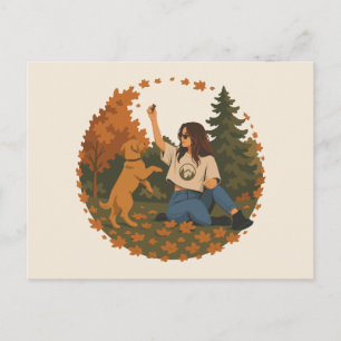 Carte Postale La vie de maman Golden Retriever, aventure d'autom