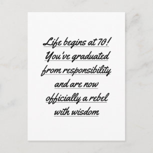 Carte Postale La vie de retraité commence à 70 ans, 70e annivers