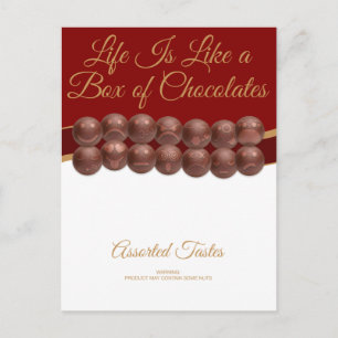 Carte Postale La vie est comme une boîte de chocolats