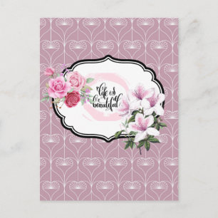 Carte Postale La vie est magnifique Floral Postcard Designer