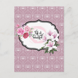 Carte Postale La vie est magnifique Floral Postcard Designer