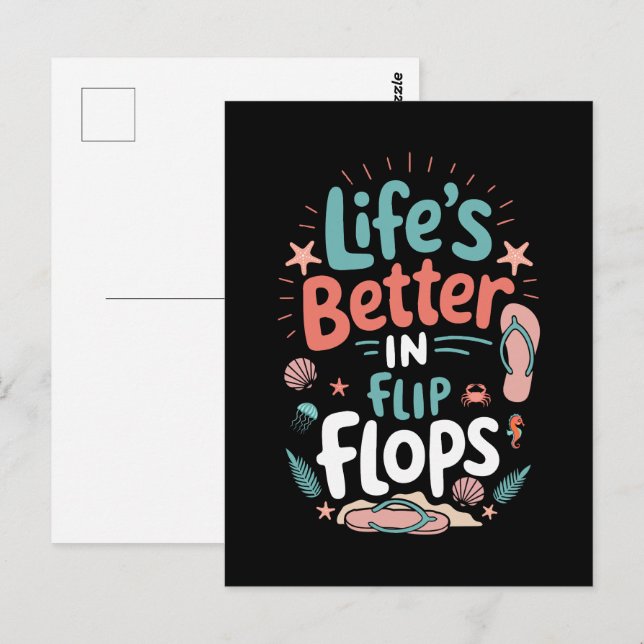 Carte Postale La vie est meilleure à Flip-Flops - Plage tropical (Devant / Derrière)