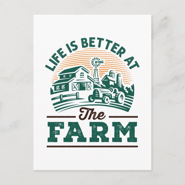 Carte Postale La Vie Est Meilleure À La Ferme (Devant)