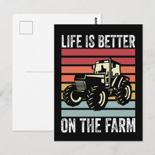 Carte Postale La vie est meilleure à la ferme - Les amoureux de