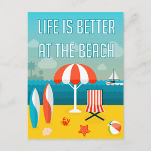 Carte Postale La vie est meilleure à la plage