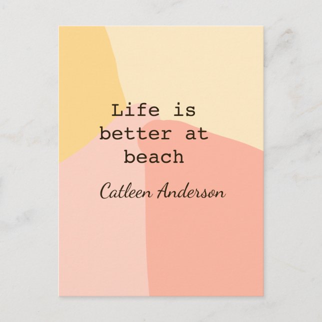 Carte Postale La vie est meilleure à la plage jaune orangé boho  (Devant)