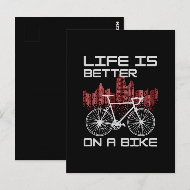 Carte Postale La vie est meilleure à vélo (Devant / Derrière)
