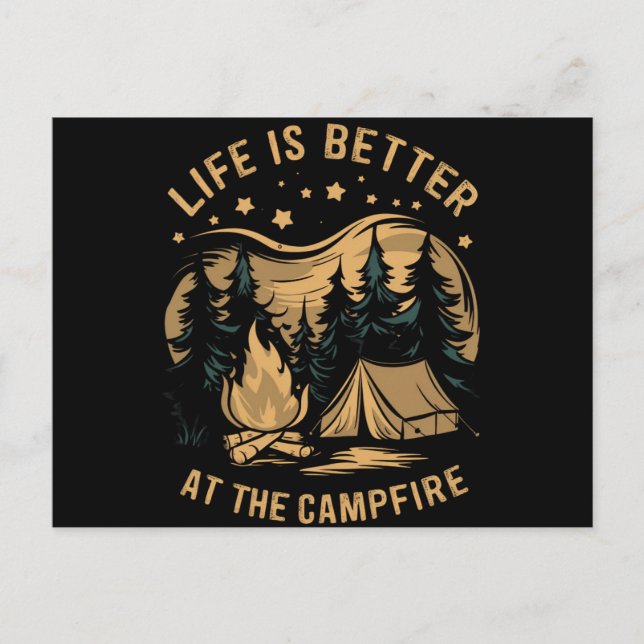 Carte Postale La Vie Est Meilleure Au Camping Camping Camper Cam (Devant)