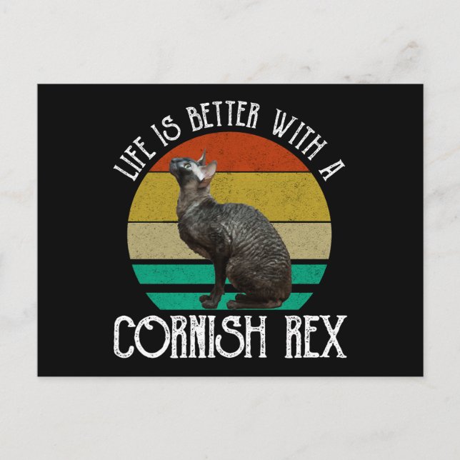 Carte Postale La vie est meilleure avec un Cornish Rex (Devant)
