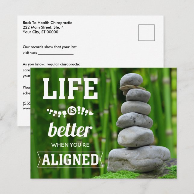 Carte Postale La vie est meilleure quand vous êtes aligné Zen Ch (Devant / Derrière)