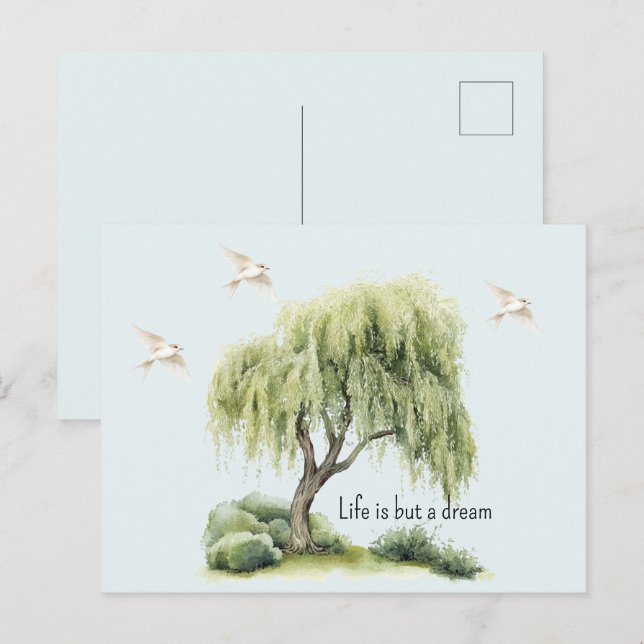 Carte Postale La vie est un arbre à rêve Oiseaux (Devant / Derrière)