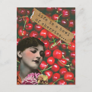 Carte Postale La vie est un bol de cerises art modifié
