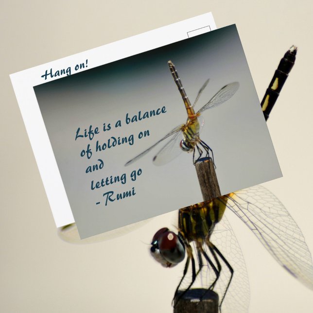 Carte Postale La vie est un équilibre Citation Dragonfly Photogr (Créateur téléchargé)