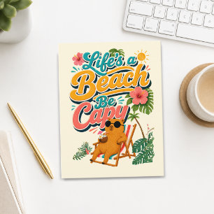 Carte Postale La vie est une plage, soyez un capy — Capybara Tro