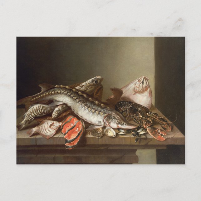 Carte Postale La vie morte du poisson sur une table (Devant)