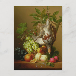 Carte Postale La vie toujours avec le fruit et une perdrix morte