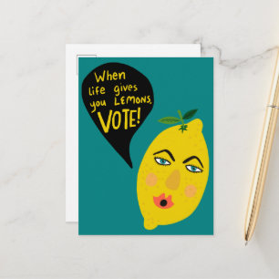 Carte Postale La vie vous donne citrons Vote 2024 Élections Cute