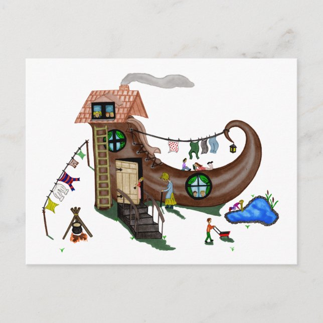 Carte Postale La Vieille Femme Dans La Chaussure (Devant)