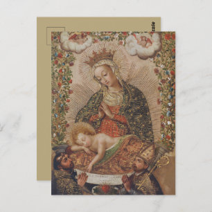 Carte Postale La Vierge adorant le Christ Enfant Noël