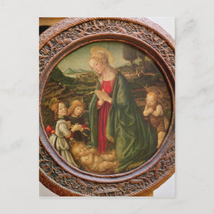 Carte Postale La Vierge adorant l'enfant Christ