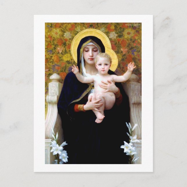 Carte Postale La Vierge de la Lily, Bouguereau (Devant)