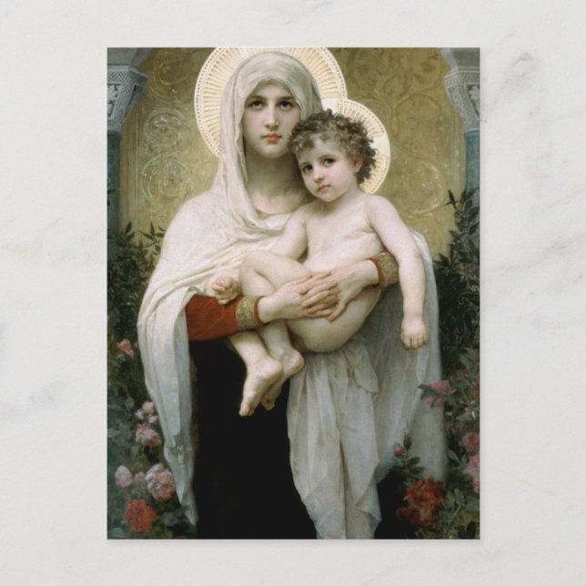 Carte Postale La Vierge des Roses de Bouguereau (1903) (Devant)