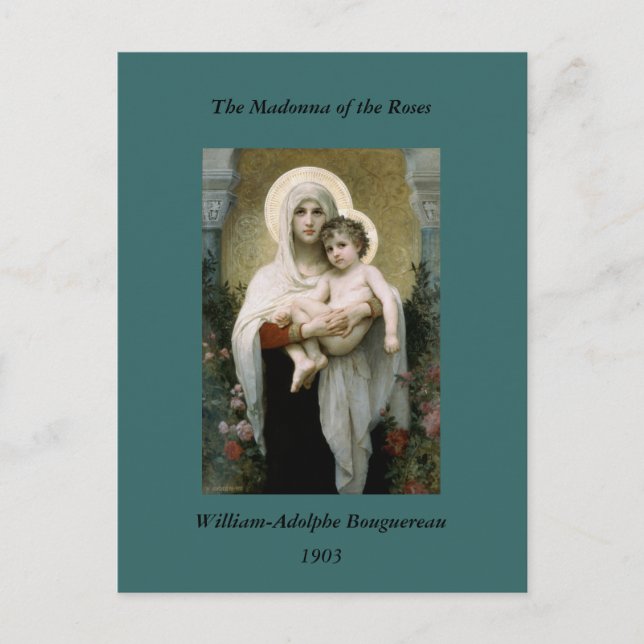 Carte Postale La Vierge des Roses de Bouguereau (1903) (Devant)