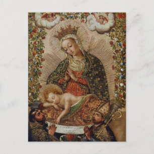 Carte Postale La Vierge Marie Adorant l'enfant Christ