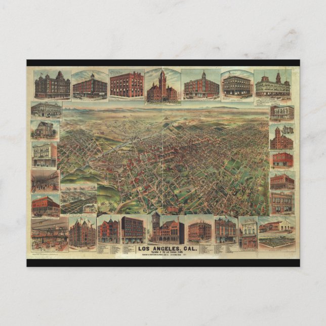 Carte Postale La ville de Los Angeles en Californie en 1891 (Devant)