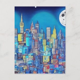 Carte Postale La ville de nuit A.I. travaille juste pour vous.