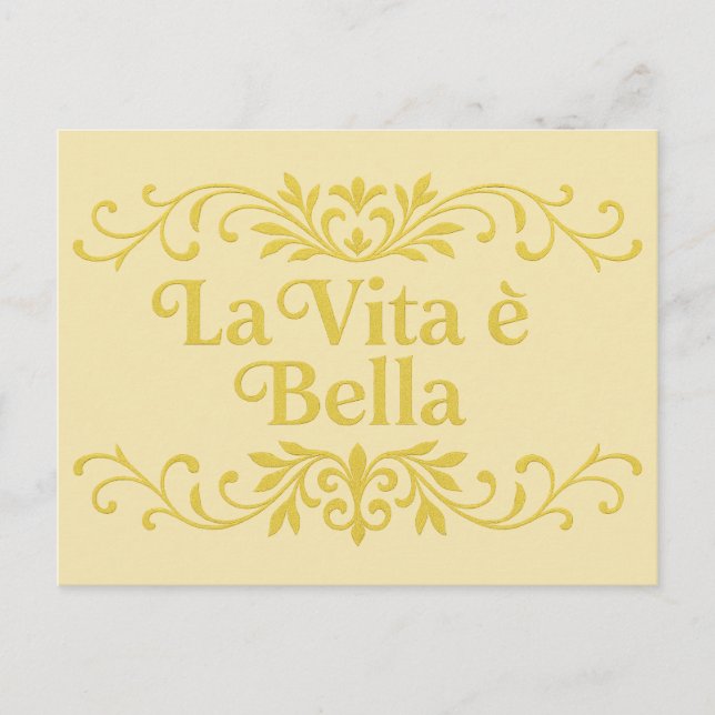 Carte Postale La Vita è Bella – Elegant Italian Life Quote (Devant)