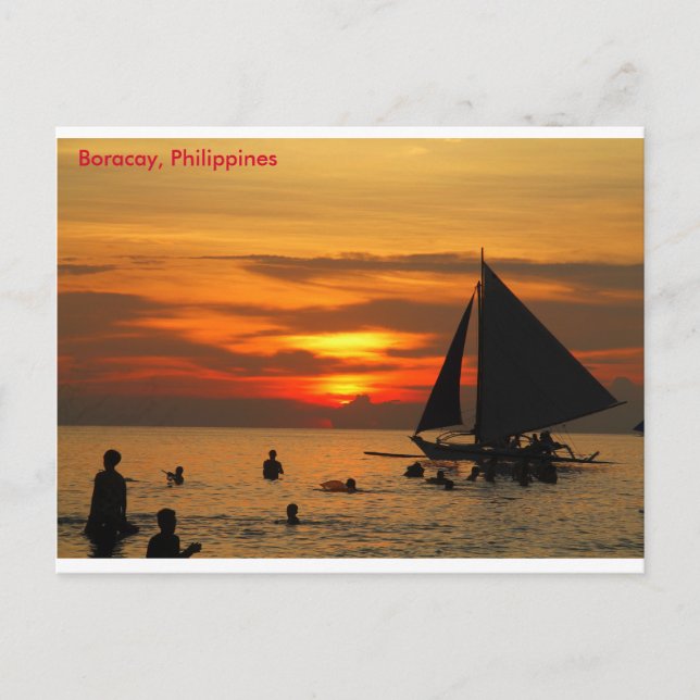 Carte Postale La voile au coucher du soleil de Boracay (Devant)