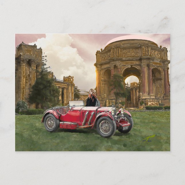Carte Postale La voiture rouge (Devant)