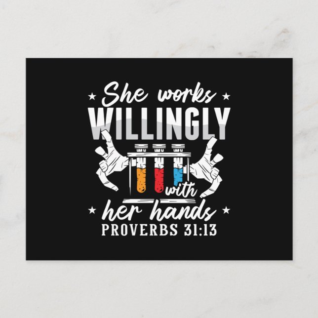 Carte Postale Lab Tech She Works Willingly Laboratory Technician (Devant)