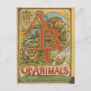 Carte Postale L'ABC des animaux - cool vintage livre couverture