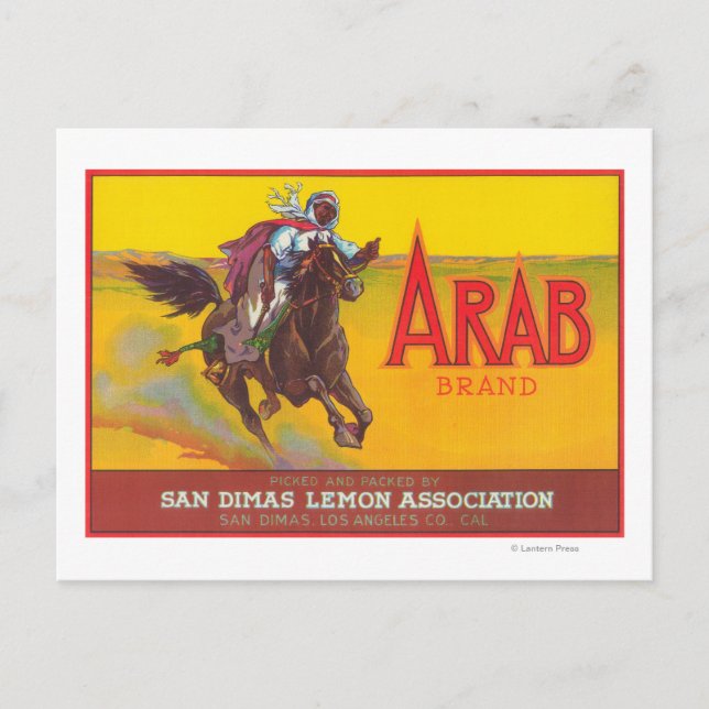 Carte Postale Label de citron arabeSan Dimas, CA (Devant)